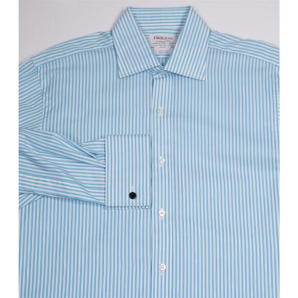 TM Lewin Aqua White Striped Regular Fit Dress Shirt (39) 15.5-34/35 - Picture 1 of 6